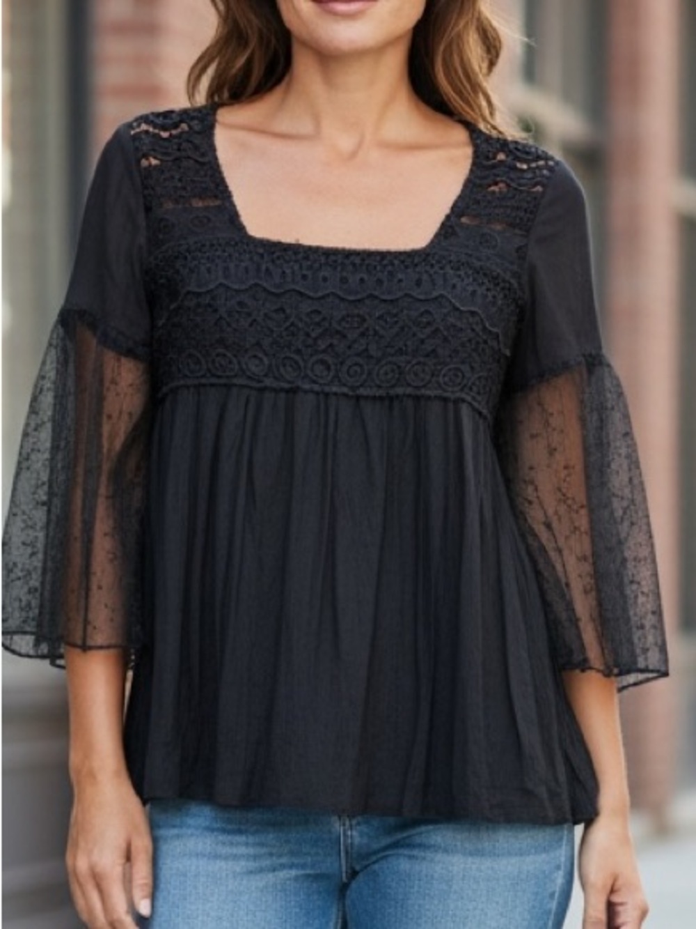 Rebellion Black Embroidered Sequins Top Size S